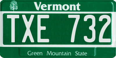 VT license plate TXE732