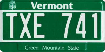 VT license plate TXE741