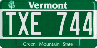 VT license plate TXE744