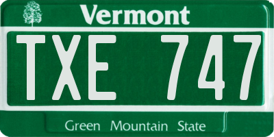 VT license plate TXE747