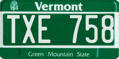 VT license plate TXE758