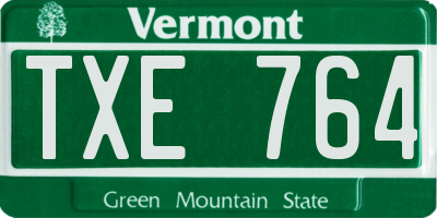 VT license plate TXE764