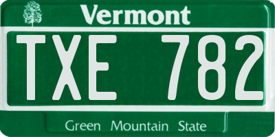 VT license plate TXE782