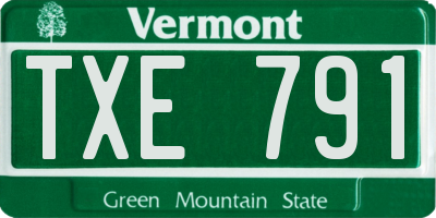 VT license plate TXE791