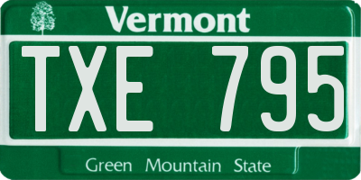 VT license plate TXE795