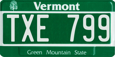 VT license plate TXE799