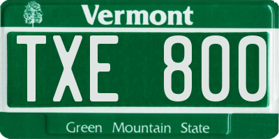 VT license plate TXE800
