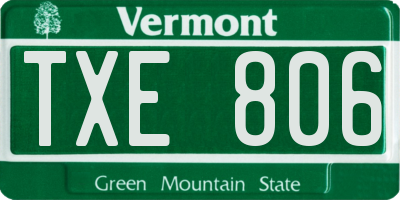VT license plate TXE806