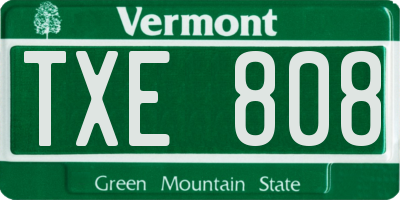 VT license plate TXE808