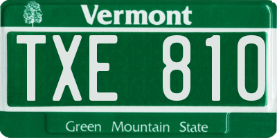 VT license plate TXE810