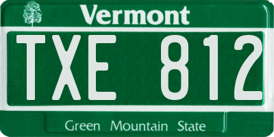 VT license plate TXE812