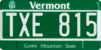 VT license plate TXE815