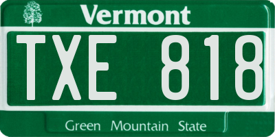 VT license plate TXE818