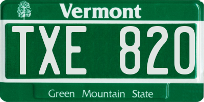 VT license plate TXE820