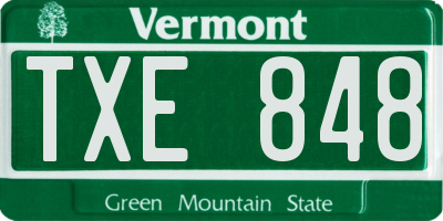 VT license plate TXE848