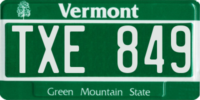 VT license plate TXE849