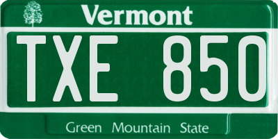 VT license plate TXE850