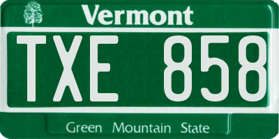 VT license plate TXE858
