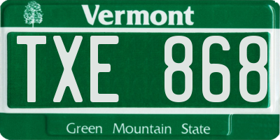 VT license plate TXE868
