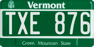 VT license plate TXE876