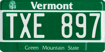 VT license plate TXE897