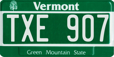 VT license plate TXE907