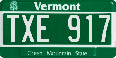 VT license plate TXE917