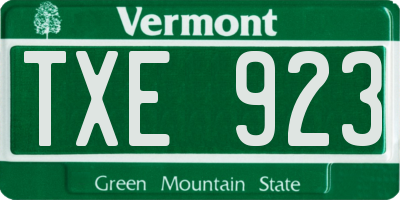 VT license plate TXE923
