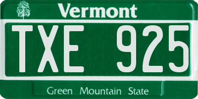 VT license plate TXE925