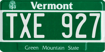 VT license plate TXE927
