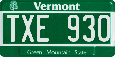 VT license plate TXE930