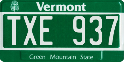 VT license plate TXE937