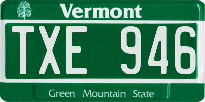 VT license plate TXE946