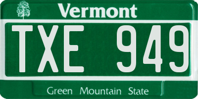 VT license plate TXE949