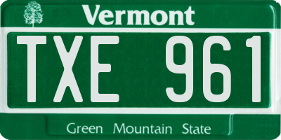 VT license plate TXE961