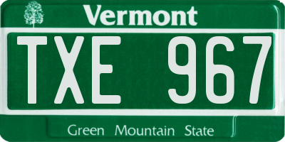 VT license plate TXE967