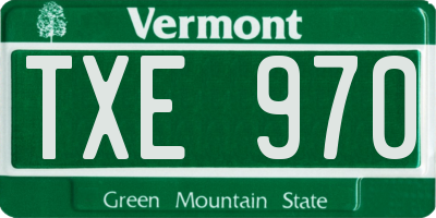 VT license plate TXE970