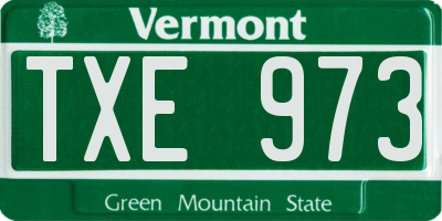 VT license plate TXE973
