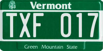 VT license plate TXF017