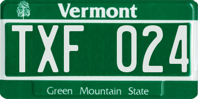 VT license plate TXF024