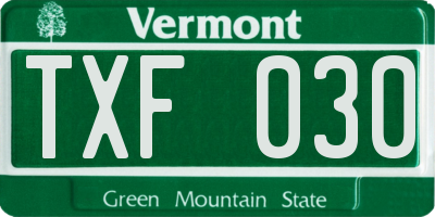 VT license plate TXF030