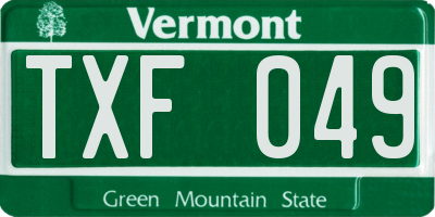 VT license plate TXF049