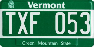 VT license plate TXF053