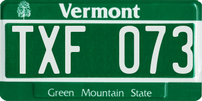 VT license plate TXF073