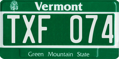 VT license plate TXF074