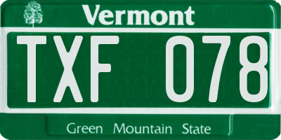VT license plate TXF078