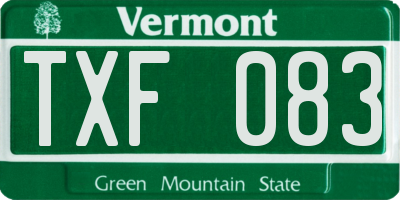 VT license plate TXF083