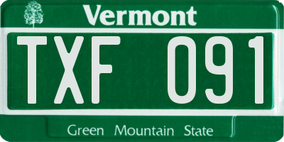 VT license plate TXF091