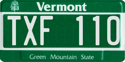 VT license plate TXF110