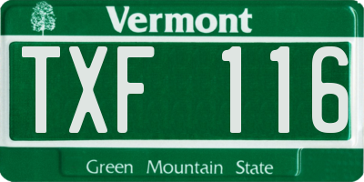 VT license plate TXF116